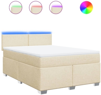 vidaXL Boxspringbett mit Matratze Creme 140x200 cm Stoff 3288209