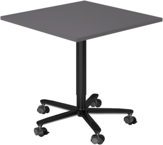 bümö Säulenhubtisch höhenverstellbar, Stehtisch Büro, Bistrotisch rund 80x80 cm - Besprechungstisch graphit, Stehtisch Holz-Platte, Säule aus Metall in schwarz, Säulentisch, Hochtisch, ST88-G-D