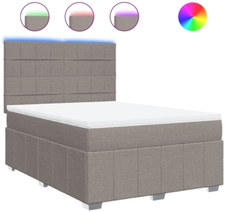 vidaXL Boxspringbett mit Matratze Taupe 160x200 cm Stoff 3294023