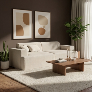 skølm 'Freki' Cloud Sofa 2 Sitzer, Vollschaumcouch mit Federkern und Vakuum-Kompression, kein Aufbau erforderlich, mit 2 Kissen, Cord beige