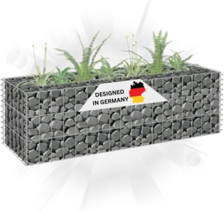 DELUKE® Gabionen Hochbeet ROON aus Stahl 90x30x30cm Steinkorb Gabionengitter Ziergabione Steingabione Drahtkorb befüllbar
