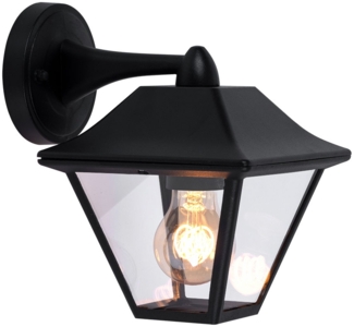 RGB LED Außen Wandleuchte, Alu schwarz, Glas klar, H 22,5 cm