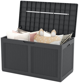 COSTWAY Auflagenbox Gartenbox 380L (1 St), Sitzbank bis 200kg, mit Rollen