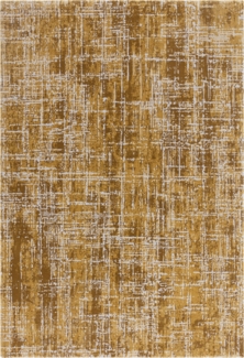 Kurzflorteppich Velours Texturiert | Wohnteppich Rutschfest | Kunstfaserteppich Robust | Modernes Muster | Senfgelb 120x170 cm 11mm Florhöhe | TIBER-Rom von Kadima Design