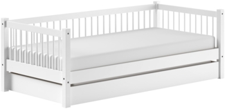 Daybett >Buche Massiv< in Buche massiv weiß lackiert - 207,5x68x97,5 (BxHxT)