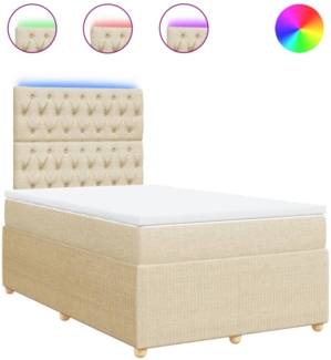 vidaXL Boxspringbett mit Matratze Creme 120x190 cm Stoff 3294307