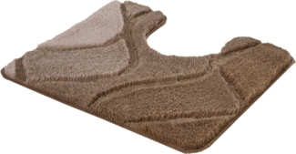 Kleine Wolke Badematte Fiona, Höhe 20 mm, rutschhemmend beschichtet, fußbodenheizungsgeeignet, Polyacryl, rechteckig, WC Vorleger mit Ausschnitt, Badteppich, modernes Wellen Design, Hoch-Tief Effekt, waschbar