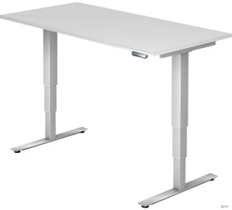 Sitz-Steh-Schreibtisch elektrisch XDSM16 160x80cm Weiß Gestellfarbe: Silber