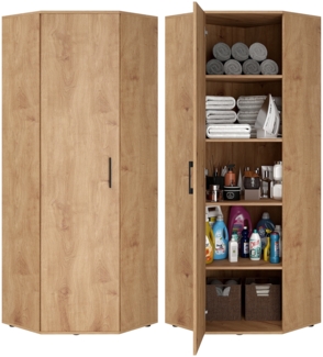 Bellamio 'Apol' Eckschrank, Eichenoptik, 176x63x63 cm, Mehrzweckschrank mit 5 Fächern, inkl. 2 verstellbaren Einlegeböden
