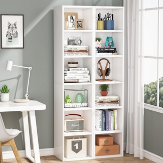 Tribesigns Bücherregal 180cm schmales Bücherregal, 6 Etagen Eck-Bücherregal mit Aufbewahrung