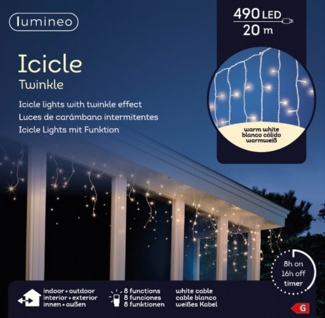 Kaemingk LED Lichtervorhang Icicle Lights 490 Lichter 20 m weiß
