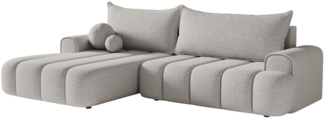 Selsey 'Dandelino' Ecksofa mit Schlaffunktion, Stauraum und Bouclé-Bezug, hellgrau, links, 80 x 275 x 168 cm