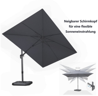 PURPLE LEAF Ampelschirm Außenbereich Rechteckiger großer Seitlich Neigender Sonnenschirm, LxB: 350,00x250,00 cm, für Garten, Terrasse, Pool