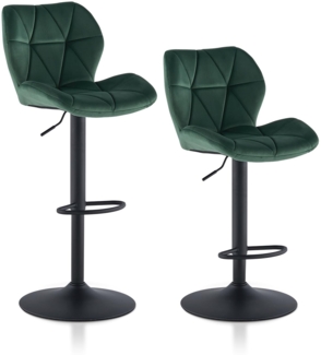 TUKAILAI Barhocker 2er Set aus Samt, Barstuhl Höhenverstellbar，Gepolsterter Drehhocker Tresenhocker, Küchenhocker mit Rückenlehne Fußstütze Metallrahmen, Hocker Drehbar für Küchen Bars