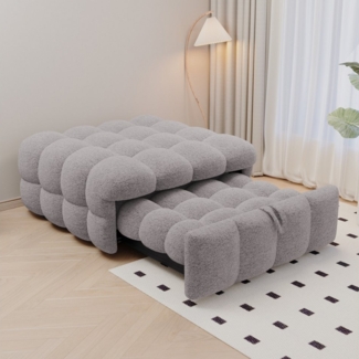 Ulife Polsterbett 2-in-1-Fußhocker, Ausziehbares Schlafsofa (Ohne Kissen), Einzelbett, Puffy-Bett, Teddy-Stoff