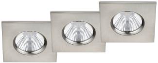 Eckiger LED Einbaustrahler ZAGROS 3er Set dimmbar in Silber matt, IP65