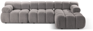 Micadoni Modulares Ecksofa Bellis 4-Sitzer Rechts Boucle Hellgrau