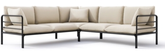 Selsey ‘Worcully’ Gartenecksofa mit wasserfestem Bezug, Beige / schwarzes Gestell 80 x 229 x 229 cm