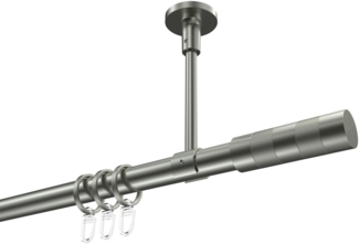 Gardinenstangen-Set Sonette Mavell 280 cm (geteilt in 2x140 cm), 1-läufig, 20 mm Ø Edelstahl-Optik