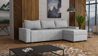 Ecksofa Schlafsofa Sofa AGNETA LUX Stoff Lincoln Hellgrau Ottomane Rechts