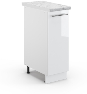 Apothekerschrank Fame-Line Weiß Hochglanz 30 cm , AP Marmor Vicco