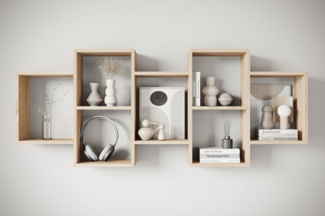 INOSIGN Wandboard Wandregal Trio, 1-tlg, Stell- oder Hängeregal, 10 offene Fächer, flexibel montierbar