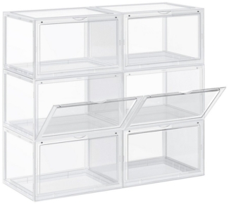 SONGMICS Schuhbox (6 St), 6er Set,stapelbare Schuh-Organizer mit durchsichtiger Tür,bis Größe 46