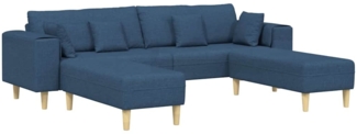vidaXL Stoffsofa mit Kissen Blau 208 cm Stoff 3335169