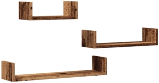 vidaXL Wandregale 3 Stk. Altholz-Optik Holzwerkstoff 855792