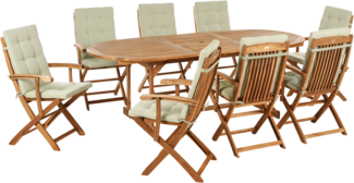 Gartenmöbel Set 8-Sitzer MAUI PREMIUM Akazienholz Hellgrün