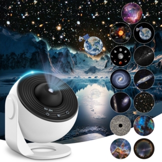 BlingBin LED-Sternenhimmel LED-Sternenprojektor 13 in 1 Planetarium Galaxy Projektor Nachtlicht, rotierender Fokus, hohe Lichtdurchlässigkeit, 5 Linsengruppen, geräuschlose Rotation auf der Mittelachse, LED fest integriert, Galaxy Sternenhimmel Projekt...