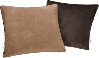 s.Oliver Doublesoft Kissenbezug 50x50 cm - super kuschelig & weich, Polyesterflausch 2 Stück Dunkelbraun