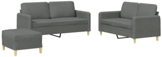 vidaXL 3-tlg. Sofagarnitur mit Kissen Dunkelgrau Stoff 3202095