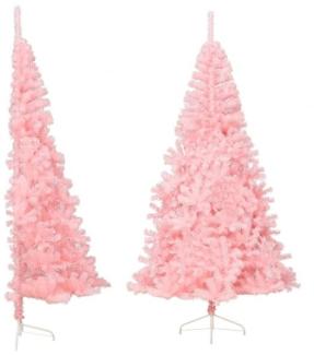 vidaXL Künstlicher Halb-Weihnachtsbaum mit Ständer Rosa 210 cm PVC 344673