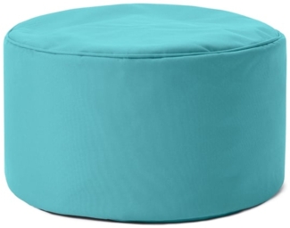 Lumaland Indoor Outdoor Sitzhocker 25x45 cm - Wasserabweisend - Pflegeleicht - Runder Sitzpouf, Sitzsack Hocker, Sitzkissen, Bean Bag Pouf - ideal für Kinder und Erwachsene - Aqamarin