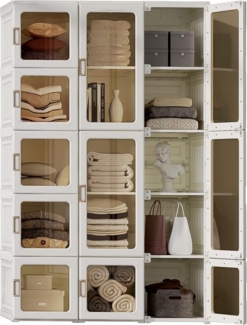 Dripex Kleiderschrank Faltbarer Schrank Mehrzweckschrank mit magnetische Türen Einfache Montage, faltbar
