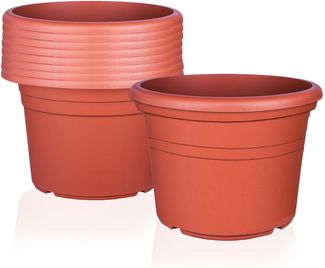 BigDean 9x Blumentopf Ø 35 cm Farbe Terrakotta Kunststoff Pflanztopf Containertopf Übertopf Pflanzkübel rund 35 x 25 cm