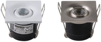 5x LED Mini Spot Einbustrahler inkl. Trafo 2W Eckig Edelstahl (matt) Neutralweiß