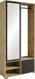 INOSIGN Garderobenschrank DINO Kompaktgarderobe, Garderoben-Set DINO Mit Spiegel und Kleiderstange, 90 cm breit, Türanschlag wechselbar