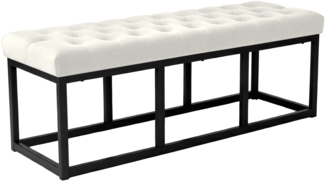 CLP Sitzbank Polson, Modern, Gestell schwarz, Samt, Gesteppt, Bodenschoner, Design,creme 120 cm