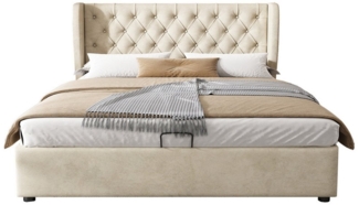 Sweiko Polsterbett, Doppelbett mit ohrförmigem Kopfteil,Stauraumbett, 180*200cm