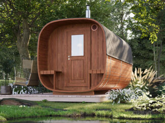 Fass-Sauna Quadro 400 cm 2-Raum Natur