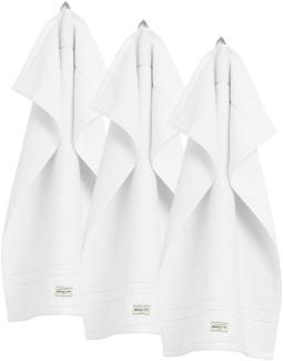 GANT Gästetuch, 3er Pack - Premium Handtuch, Frottee, Bio-Baumwolle Weiß 30x50cm