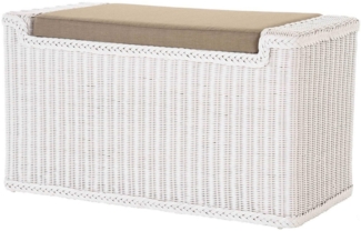 Krines Home Sitztruhe Rattan Wäschetruhe Sitzbank mit Stauraum Wäschesortierer 3 Fächer, mit Deckel