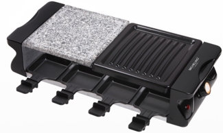 Raclett BBQ-Grill für 8 Personen mit 8 Steinplatte PP-Spateln Tischgrill halb Antihaft-Platte