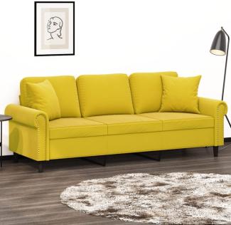 vidaXL 3-Sitzer-Sofa mit Zierkissen Gelb 180 cm Samt