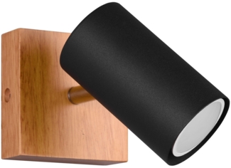 Wandleuchte, Holz, schwarz-matt, Spot verstellbar, H 16 cm