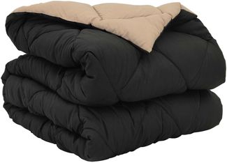 vidaXL Ganzjahresbettdecke Schwarz und Taupe 220 x 140 cm Mikrofaser 42025614