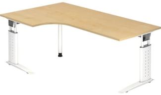 Winkeltisch US82 C-Fuß 200x120cm 90°Ahorn Gestellfarbe: Weiß