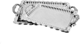 2er Set Serviertablett aus hochwertigem 18/10-Edelstahl - Elegant & langlebig Silber